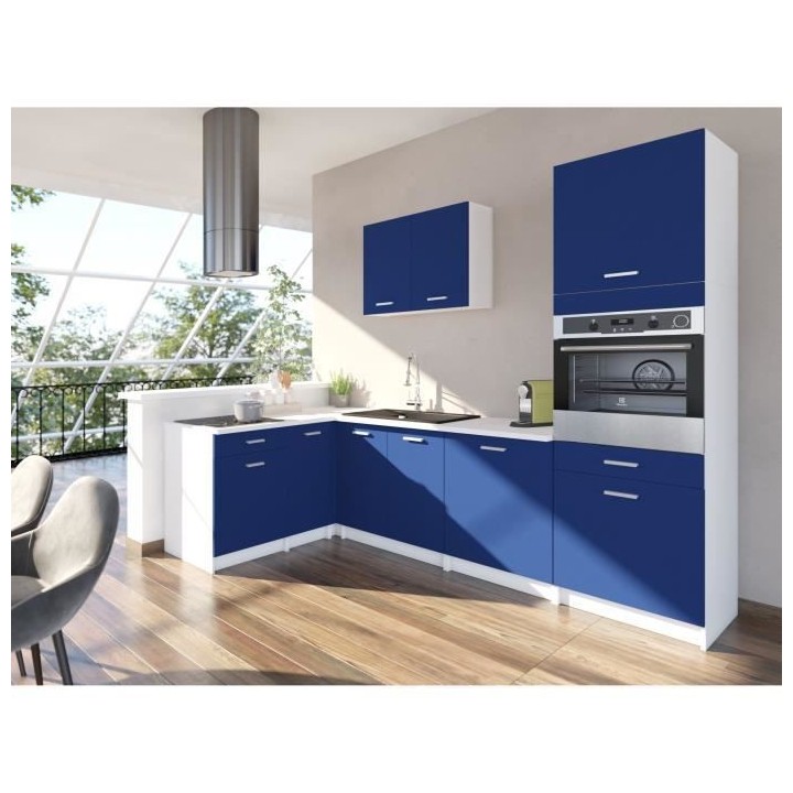 EXTRA Cuisine complete d'angle colonne - L 300cm - Angle réversible -