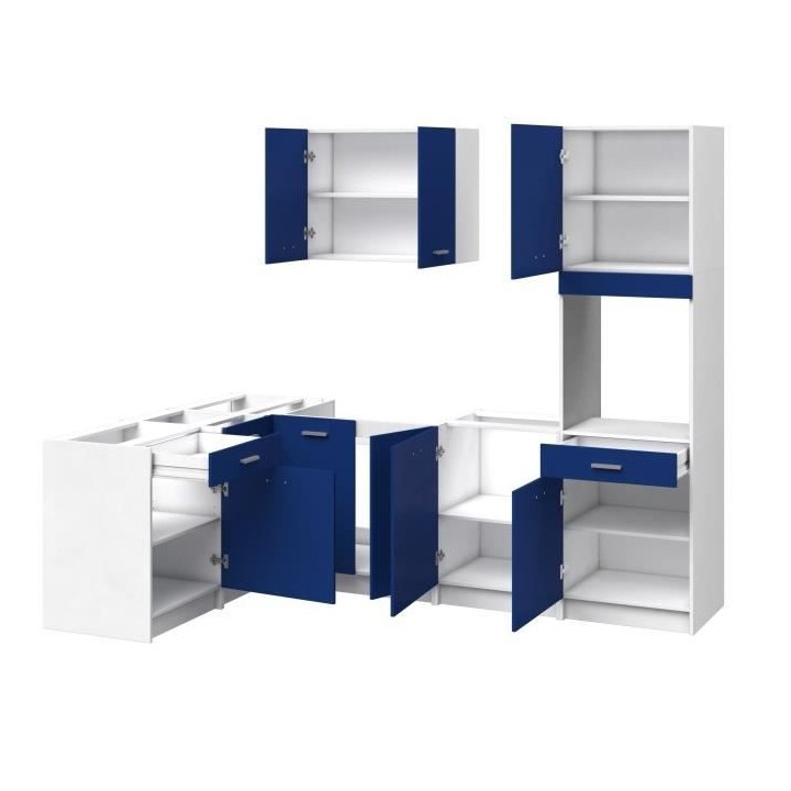 EXTRA Cuisine complete d'angle colonne - L 300cm - Angle réversible -