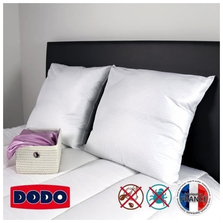 DODO Lot de 2 oreillers Total Protect 65x65 cm blanc