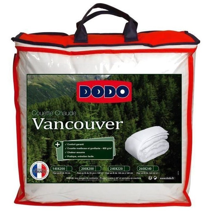 Couette chaude Vancouver - 200 x 200 cm - 400gr/m² - Blanc - DODO