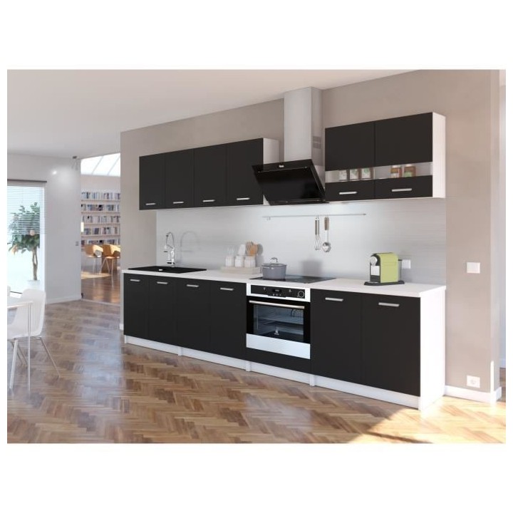 EXTRA - Cuisine complete L 300cm - Noir Mat