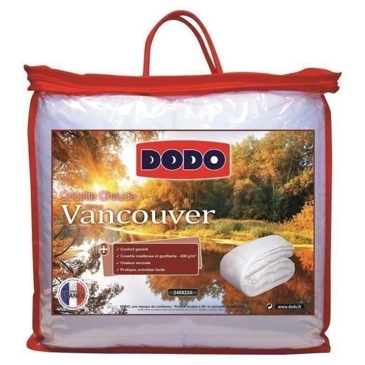 Couette chaude Vancouver - 240 x 260 cm - 400gr/m² - Blanc - DODO