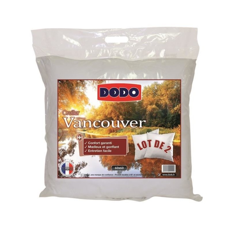 DODO Lot de 2 Oreillers VANCOUVER 60x60cm