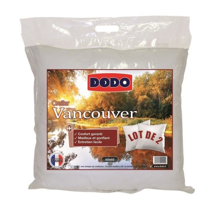 DODO Lot de 2 Oreillers VANCOUVER 60x60cm