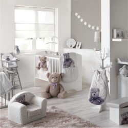 DOMIVA Tour de lit Little Bear - Microfibre 100% Polyester - Adaptable - Gris - 40 x 180 cm