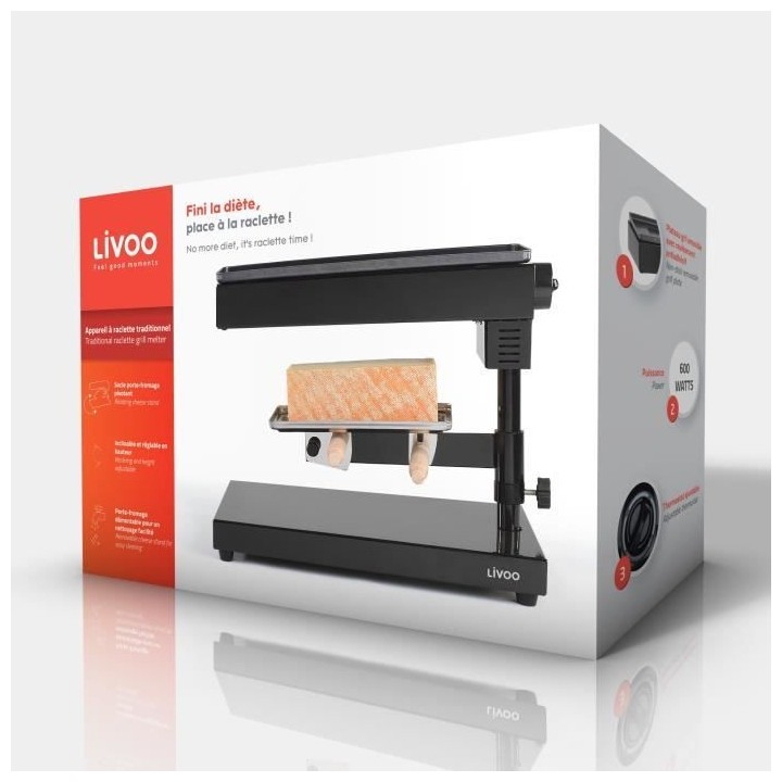 LIVOO DOC159 Appareil a raclette traditionnel - Noir
