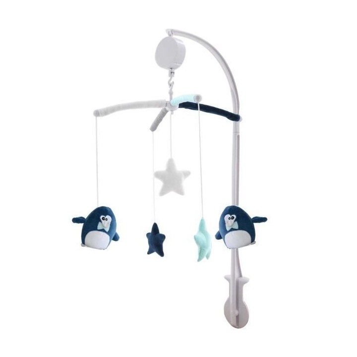 DOMIVA Mobile musical Pingou - Arche PVC - Peluches amovibles - Bleu/b