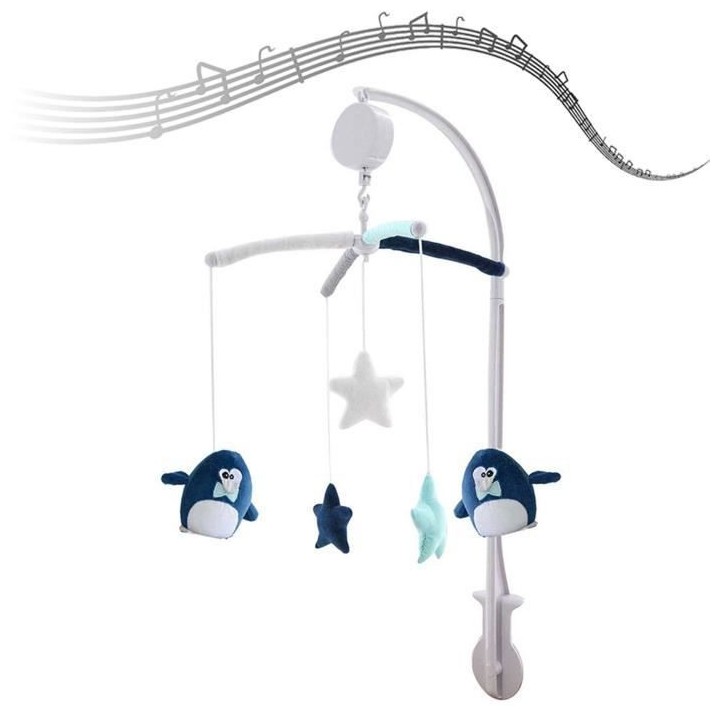 DOMIVA Mobile musical Pingou - Arche PVC - Peluches amovibles - Bleu/b