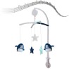 DOMIVA Mobile musical Pingou - Arche PVC - Peluches amovibles - Bleu/blanc - 70 cm