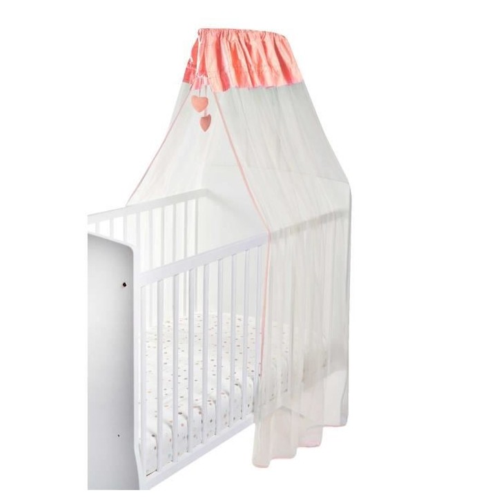 DOMIVA Ciel de lit Lapinou - Mousseline 100% Polyester - Blanc/Rose -