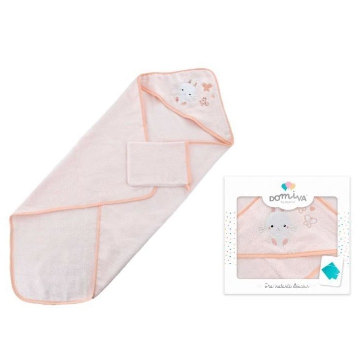 DOMIVA Coffret sortie de bain Lapinou - Eponge 100% Coton - Avec gant