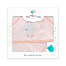 DOMIVA Coffret sortie de bain Lapinou - Eponge 100% Coton - Avec gant - Rose - 75 x 75 cm