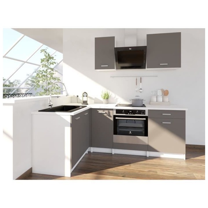 EXTRA Cuisine complete d'angle - L 240cm - angle réversible - Taupe m