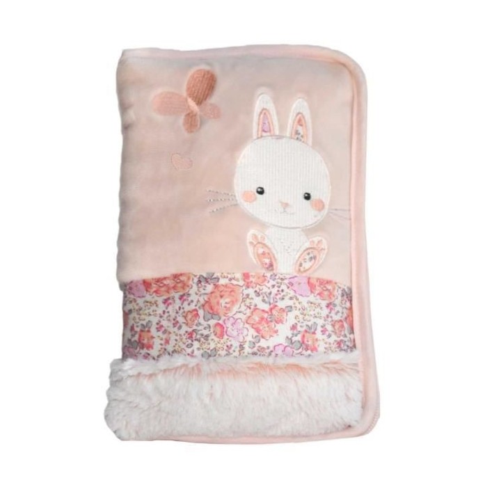DOMIVA Protege carnet de santé Lapinou - Coton/Polyester - Fermeture