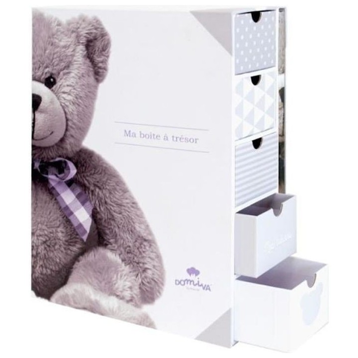 DOMIVA Livre naissance Little Bear - + Boîte a trésors - Blanc/Gris