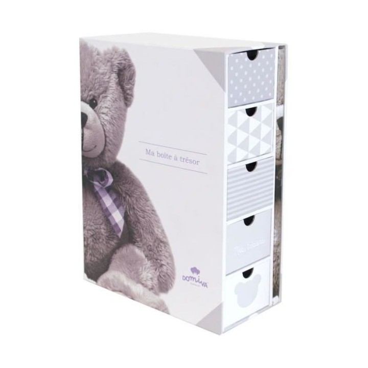 DOMIVA Livre naissance Little Bear - + Boîte a trésors - Blanc/Gris