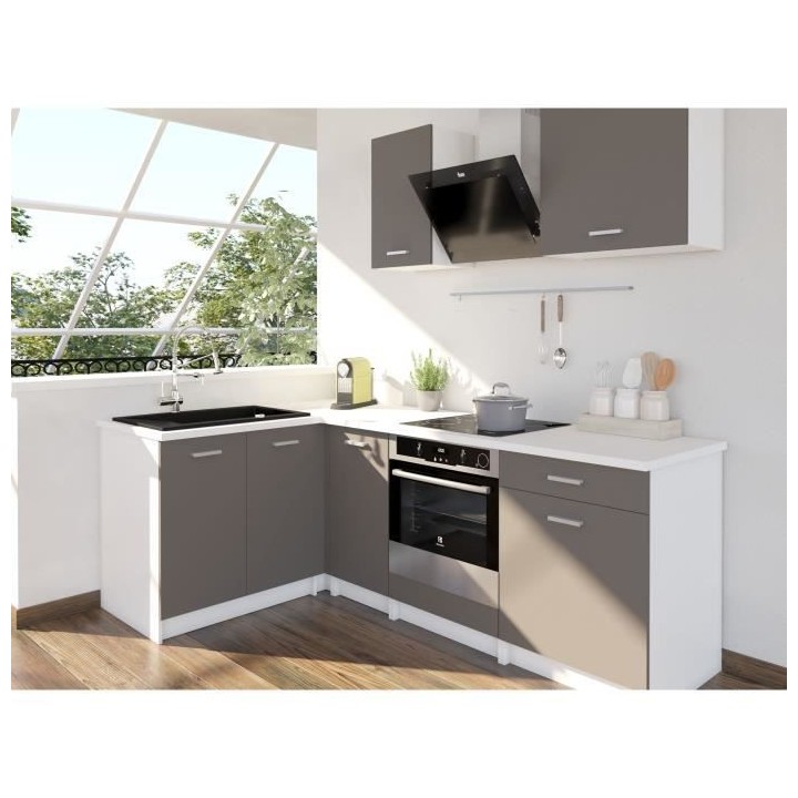 EXTRA Cuisine complete d'angle - L 240cm - angle réversible - Taupe m