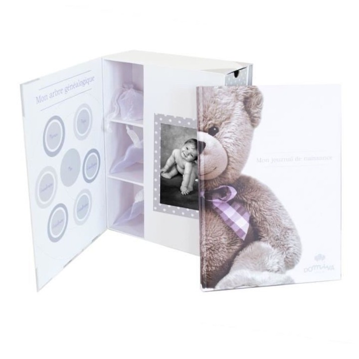 DOMIVA Livre naissance Little Bear - + Boîte a trésors - Blanc/Gris