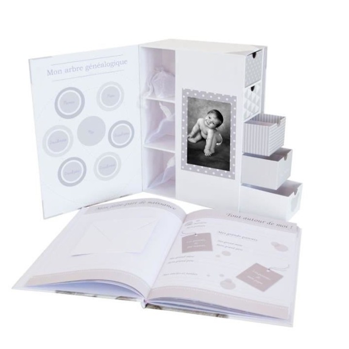 DOMIVA Livre naissance Little Bear - + Boîte a trésors - Blanc/Gris