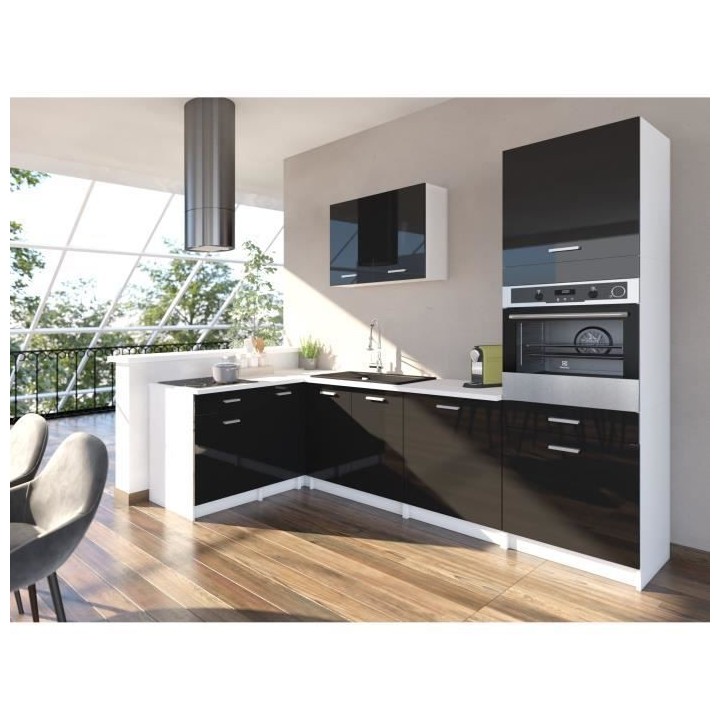 EXTRA - Cuisine comple�te d'angle colonne L 300cm - Angle réversibl