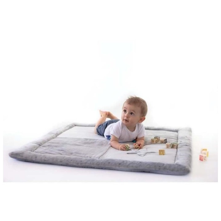 DOMIVA Tapis parc Indoor - 100% Polyester - Antidérapant - Blanc/Gris