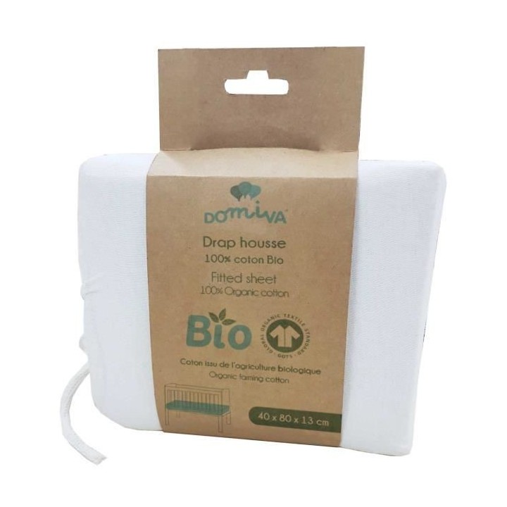 DOMIVA Drap housse Uni - Jersey - oeko-Tex - Blanc - 70 x 140 cm