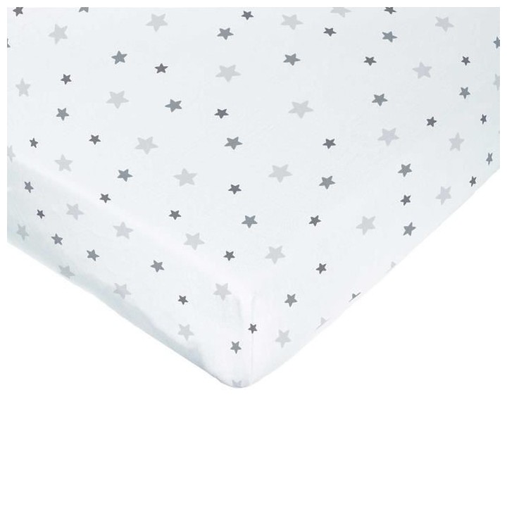 DOMIVA Drap housse Imprimé étoiles - Jersey - oeko-Tex - Blanc - 70