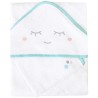 DOMIVA Coffret sortie de bain Aqua sourire - Eponge 100% Coton - Avec gant - Blanc/Aqua - 75 x 75 cm