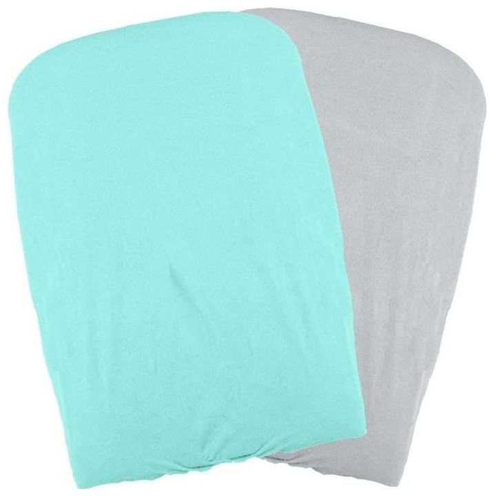 DOMIVA Lot 2 Housses matelas a langer - Polycoton - oeko-Tex - Aqua/Pe