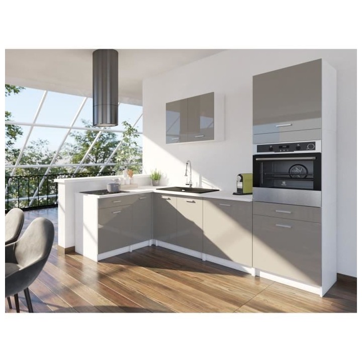 EXTRA - Cuisine comple�te d'angle colonne L 300cm - Angle réversibl
