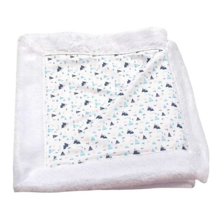 DOMIVA Couverture Boréale - Microfibre 100% Polyester - Blanc/Bleu -