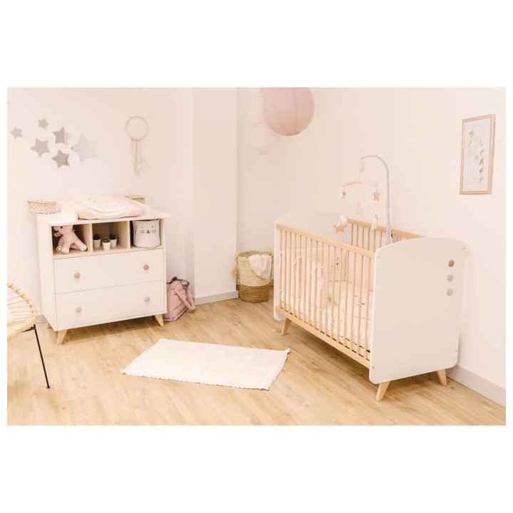 DOMIVA Chambre Duo Senja - Bois massif et panneau de particules - Lit