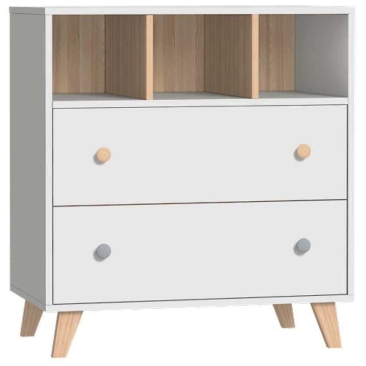 DOMIVA Chambre Duo Senja - Bois massif et panneau de particules - Lit