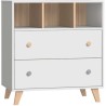 DOMIVA Chambre Duo Senja - Bois massif et panneau de particules - Lit a barreaux + Commode a langer - Blanc - 60 x 120 cm