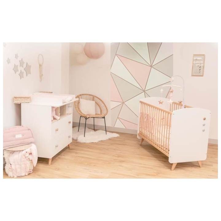 DOMIVA Chambre Duo Senja - Bois massif et panneau de particules - Lit