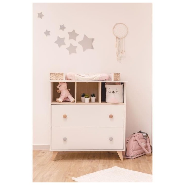 DOMIVA Chambre Duo Senja - Bois massif et panneau de particules - Lit