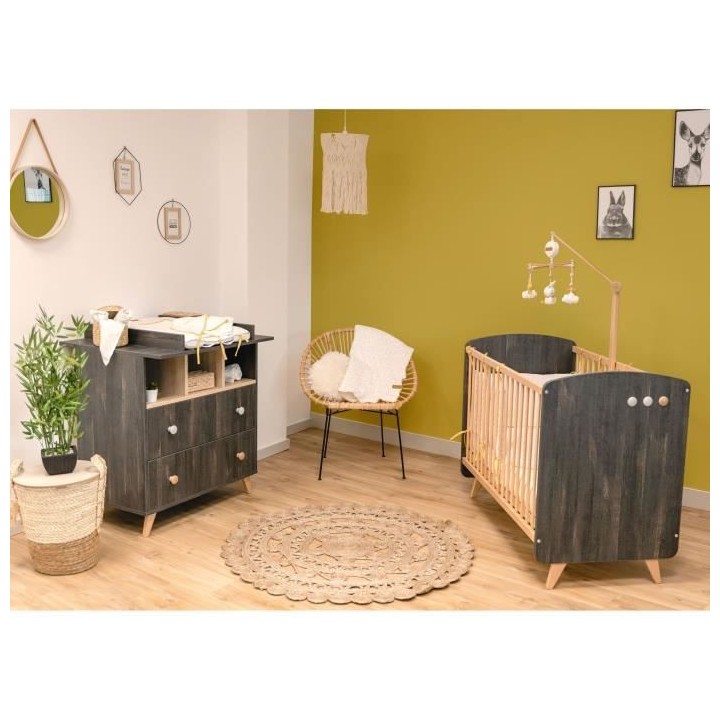 DOMIVA Chambre Duo Senja - Bois massif et panneau de particules - Lit