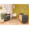 DOMIVA Chambre Duo Senja - Bois massif et panneau de particules - Lit a barreaux + Commode a langer - Anthracite - 60 x 120 cm