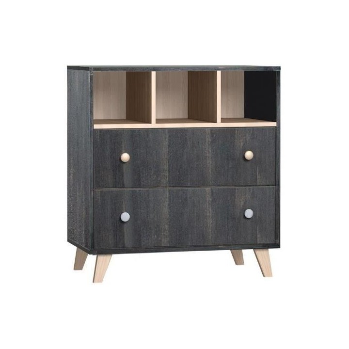 DOMIVA Chambre Duo Senja - Bois massif et panneau de particules - Lit