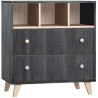 DOMIVA Chambre Duo Senja - Bois massif et panneau de particules - Lit a barreaux + Commode a langer - Anthracite - 60 x 120 cm