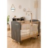 DOMIVA Chambre Duo Senja - Bois massif et panneau de particules - Lit a barreaux + Commode a langer - Anthracite - 60 x 120 cm