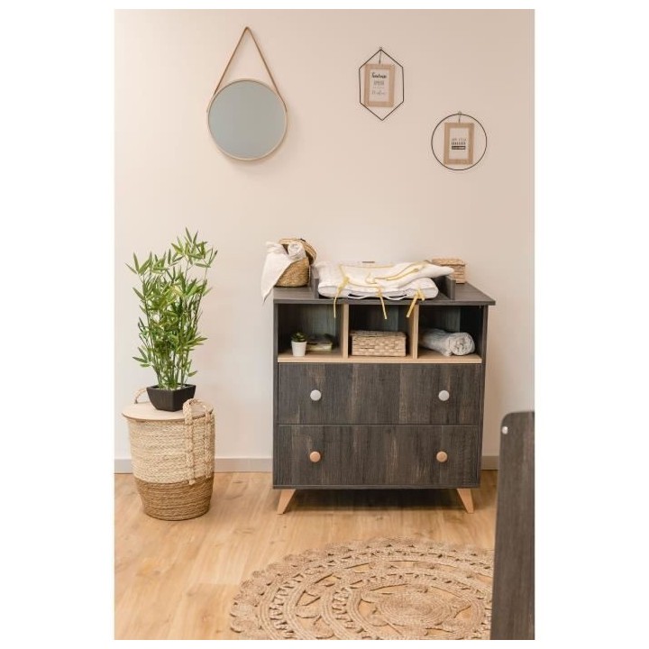 DOMIVA Chambre Duo Senja - Bois massif et panneau de particules - Lit