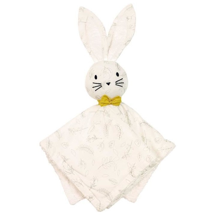 DOMIVA Doudou Leafy Bunny - Coton bio & Polyester recylclé - Anneau d