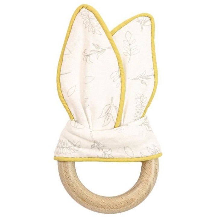 DOMIVA Doudou Leafy Bunny - Coton bio & Polyester recylclé - Anneau d