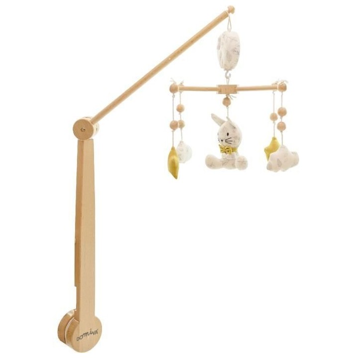 DOMIVA Mobile musical Leafy Bunny - Arche bois de hetre - Blanc/Jaune