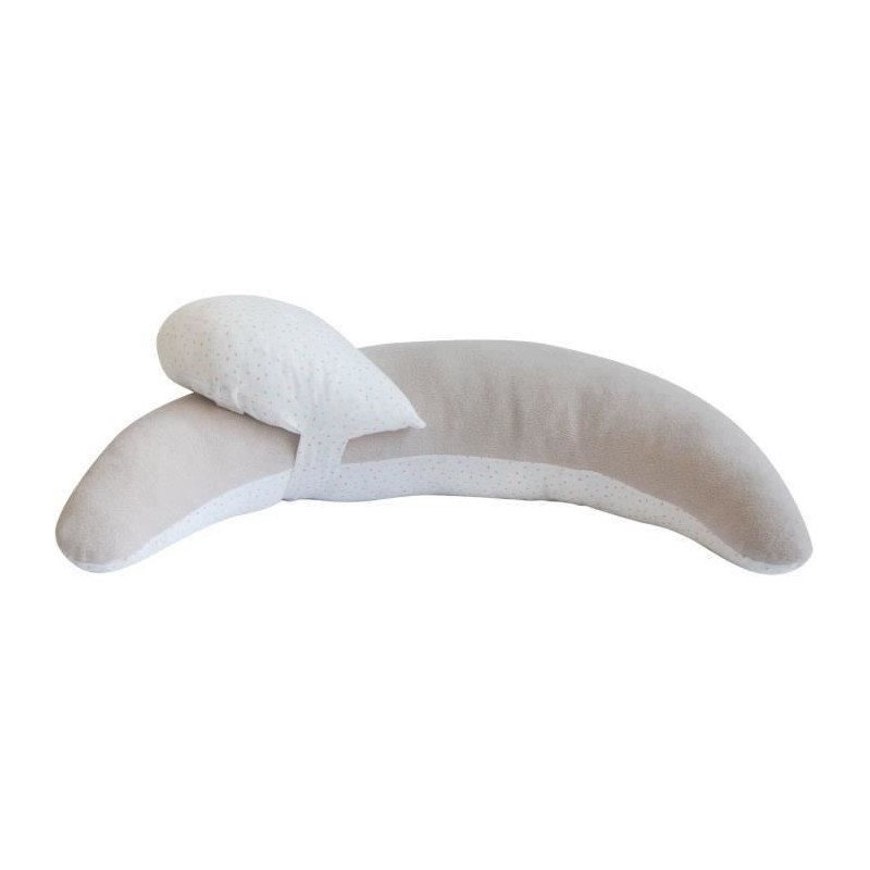 DOMIVA Coussin grossesse Moon - Jersey - + mini coussin - Blanc/Beige - 145 cm