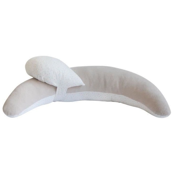 DOMIVA Coussin grossesse Moon - Jersey - + mini coussin - Blanc/Beige