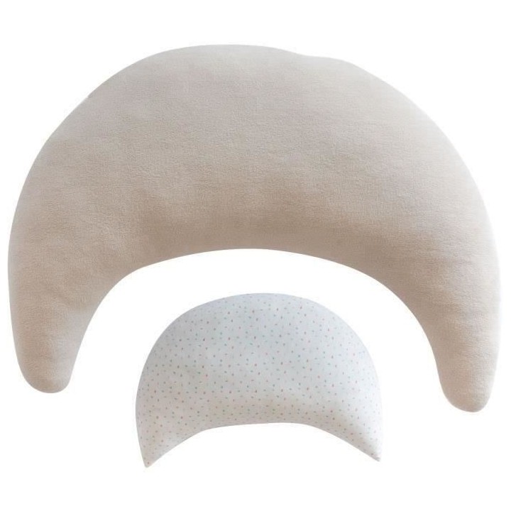 DOMIVA Coussin grossesse Moon - Jersey - + mini coussin - Blanc/Beige