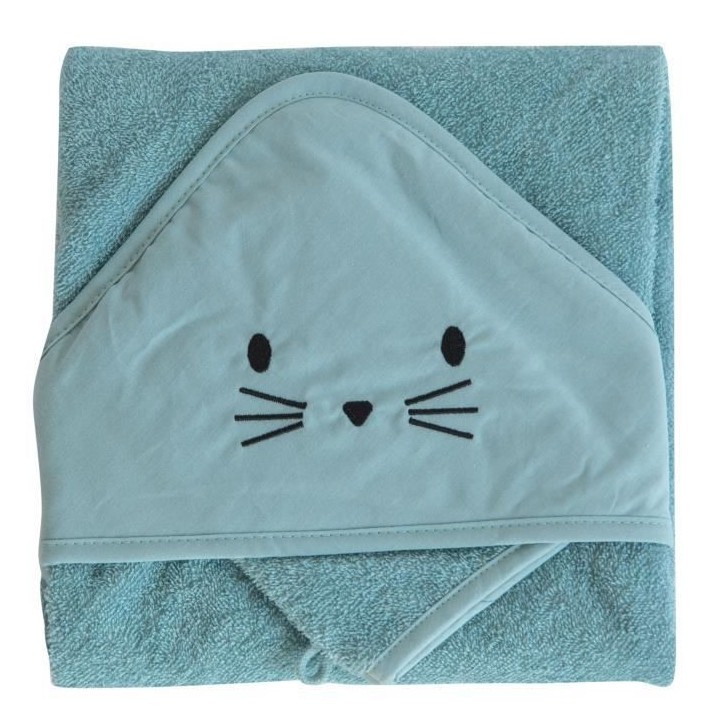 DOMIVA Coffret sortie de bain Uni - Eponge 100% Coton - Avec gant - Ni