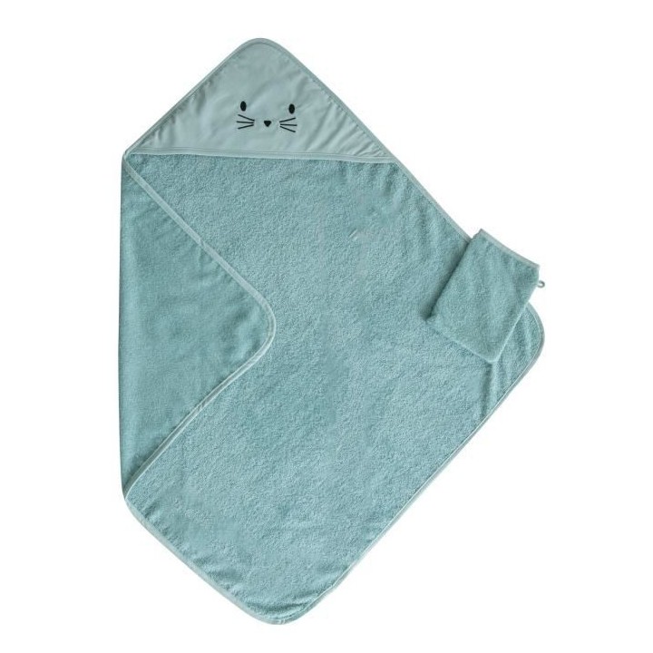 DOMIVA Coffret sortie de bain Uni - Eponge 100% Coton - Avec gant - Ni